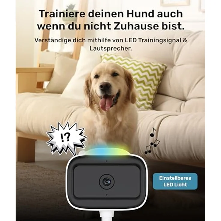PetTec® Cam Feel Sensor - Überwachungskamera Innen für Haustiere & Babys mit App [HD+] - Haustierkamera Hundekamera mit Bewegungs- & Geräuscherkennung - Babyphone mit Kamera & Nachtsichtfunktion – Bild 4
