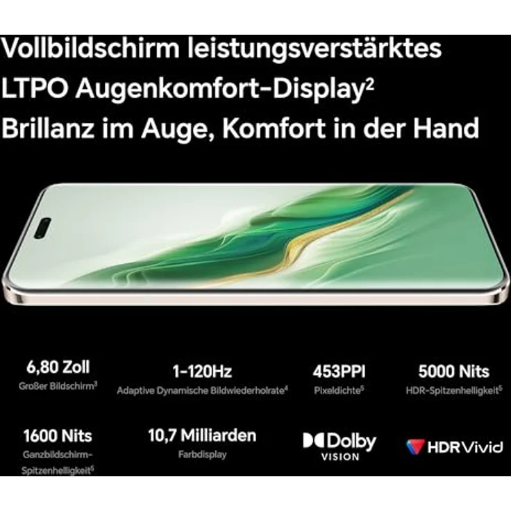 HONOR Magic6 Pro Smartphone 5G, 12 GB + 512 GB Handy, 6,80-Zoll, 120 Hz, 50-MP-Dreifachkamera, 180-MP-Teleobjektivkamera, Qualcomm Snapdragon 8 Gen 3, 5600 mAh, IP68, dual- SIM (Grün) – Bild 4