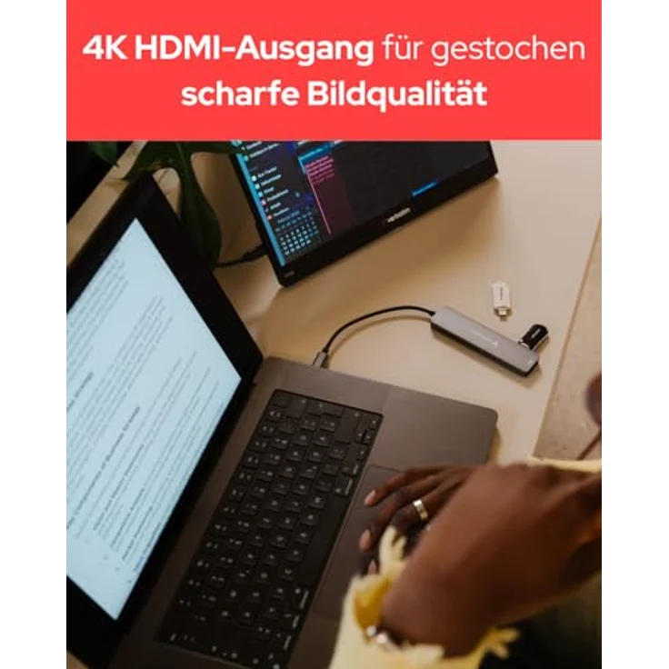 Verbatim 32158 USB-Hub, 5 GBit/s, grau, mit HDMI und 4K Videoausgabe, 2x USB 3.2, USB-C und SD/microSD Steckplätzen – Bild 6