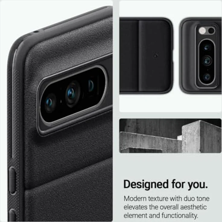 Caseology Athlex für Google Pixel 8 Pro Hülle, [Sandstein Textur], Seitliche Griffmuster Handyhülle - Aktiv Schwarz mit erhöhtem Schutz und Urbanem Design – Bild 3