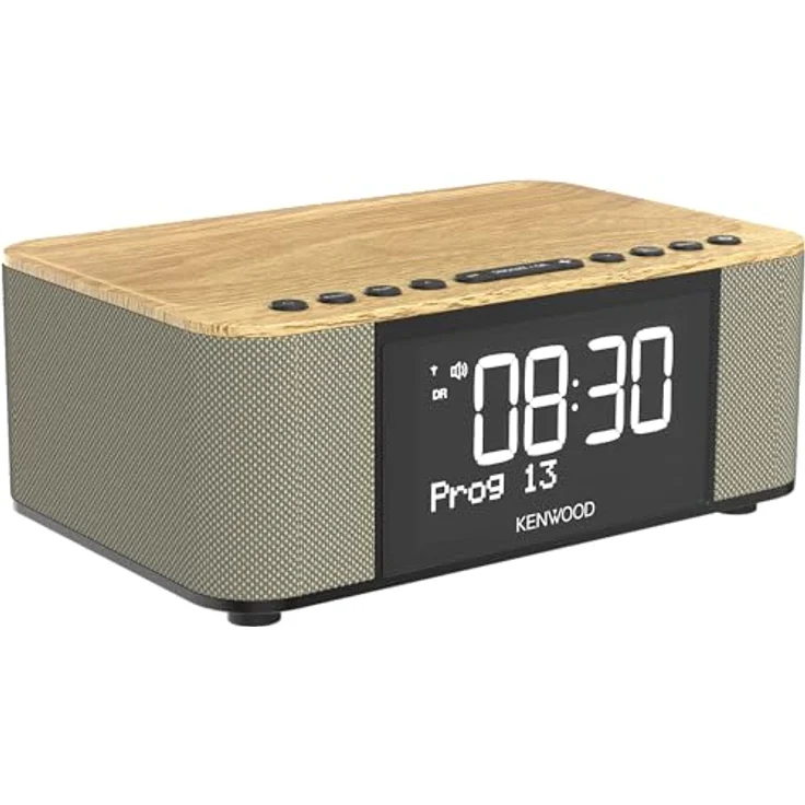 Kenwood CR-ST40DAB-M - Stereo Radiowecker mit 3 Weckzeiten, DAB+, UKW, BLUETOOTH, USB, Ladefunktion, großes Display, 5-stufig dimmbar, 6 Watt RMS, Stationsspeicher, Holz-Look – Bild 1