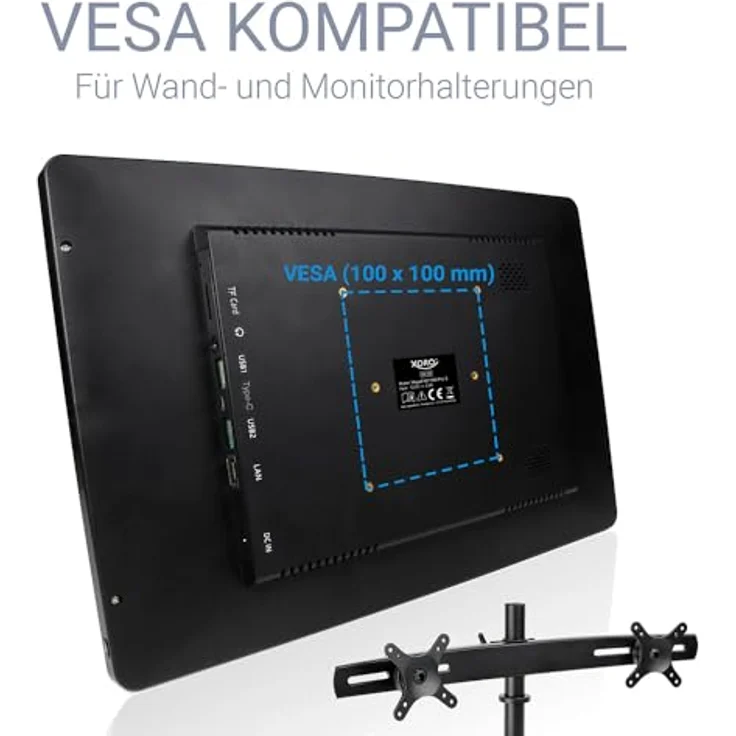 Xoro 15.6" Tablet MegaPAD 1564 Pro3, FullHD Display, Android 13, 64Bit SixCore CPU, 4 GB RAM, 64 GB Flash, WLAN ax, Bluetooth, Gigabit-LAN, PoE+, Kartenleser, USB Type-C, Kamera in schwarz – Bild 3