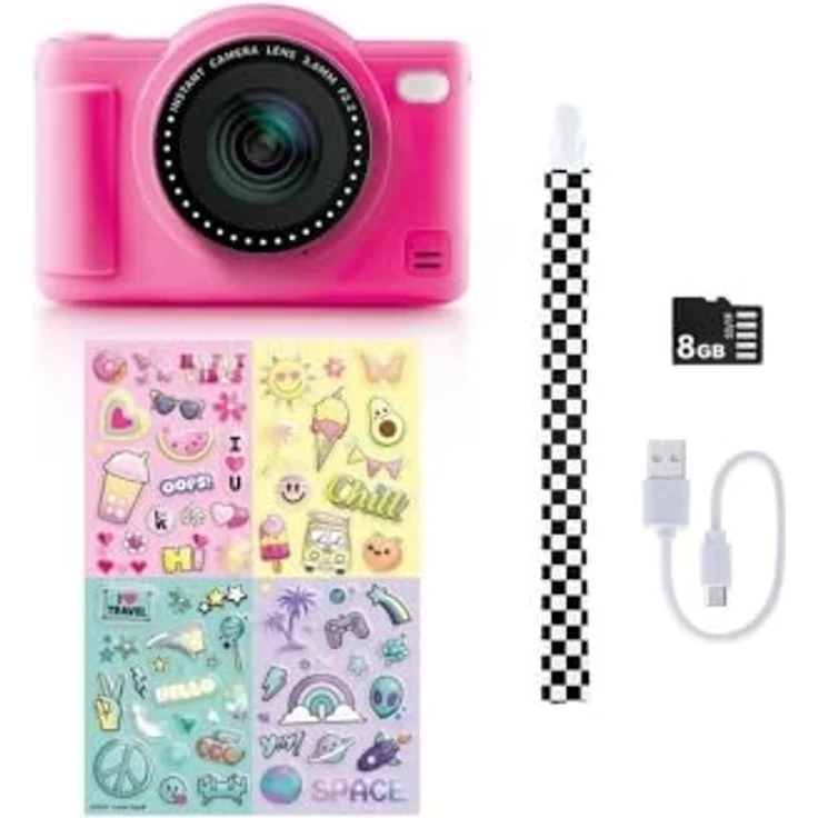 Canal Toys C Toys Digitalkamera für Kinder, Doppelobjektiv – rosa, 32 Megapixel, LCD-Display, Selfiemodus, 20 Rahmen, 5 Filter, inklusive 4 GB SD-Karte – Bild 3