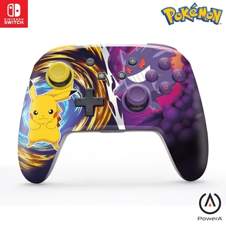 PowerA Enhanced Wireless Controller for Nintendo Switch - Pikachu vs. Gengar, kabellos mit Bluetooth-5.0-Technologie, ergonomisches Design