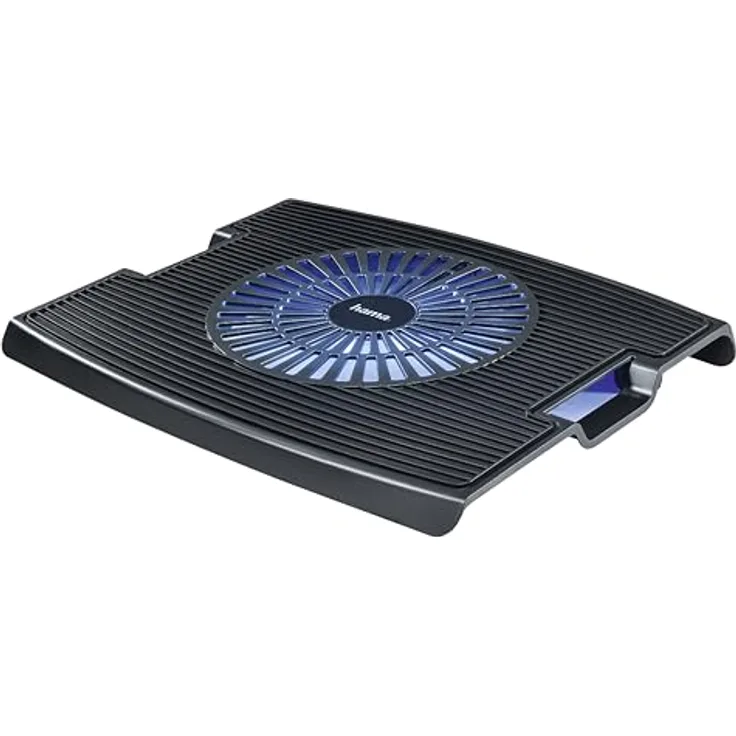 Hama Laptop-Kühlständer Wave für 13,3-15,6 Zoll (33,9-39,6 cm), Ventilator mit blauen LEDs, gummierter Boden, schwarz