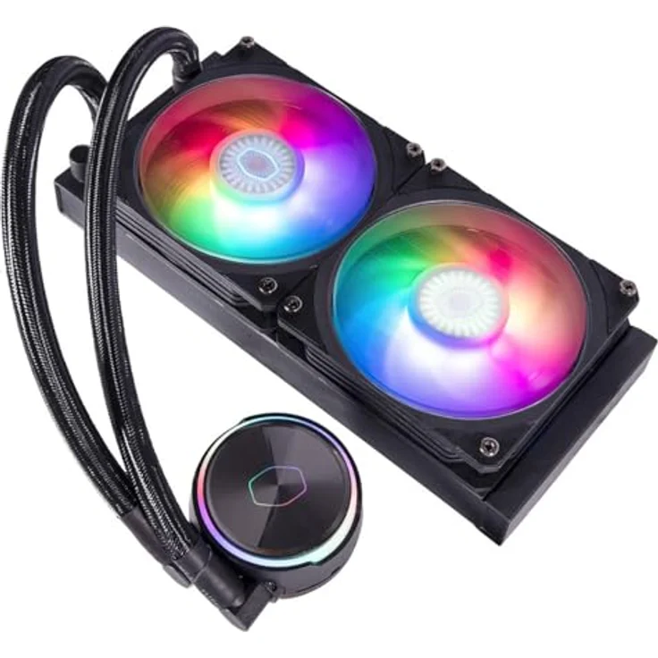 Cooler Master PL240 Flux, CPU Wasserkühler mit Dual-Radiator-Design, RGB-Beleuchtung, Schwarz – Bild 4