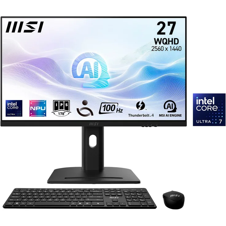 MSI Modern AM273QP AI 1UMG-220DE, 27 Zoll All-in-One PC mit Intel Core Ultra 7 155H, 32 GB RAM, 1000 GB SSD und ARC Graphics