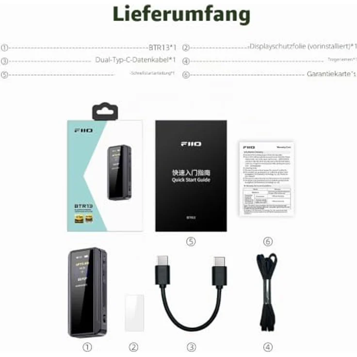 FiiO BTR13, Kopfhörerverstärker mit Mikrofon, USB-DAC, Klangregelung, Farbdisplay und Bluetooth, Blau – Bild 8
