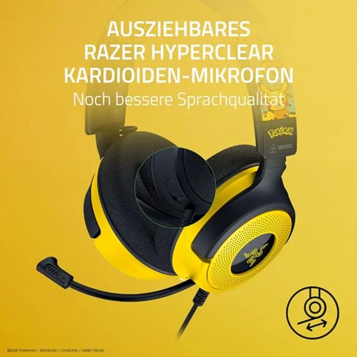 Razer Kraken V4 X Pokémon Edition, Kabelgebundenes USB-Gaming-Headset mit Triforce 40mm-Treibern, einziehbarem Mikrofon, Surround Sound und Chroma RGB, für PC & Konsole über USB-C | Pokémon Kanto – Bild 3