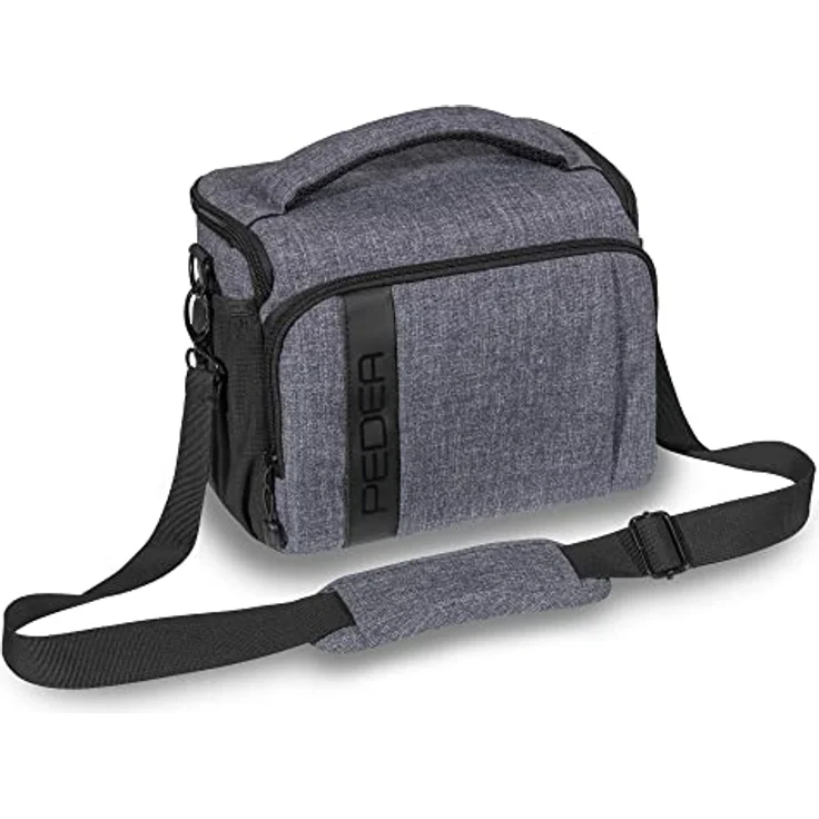 PEDEA DSLR-Kameratasche Fashion Fototasche für Spiegelreflexkameras mit wasserdichtem Regenschutz, Tragegurt und Zubehörfächern (Größe XL, grau) – Bild 2