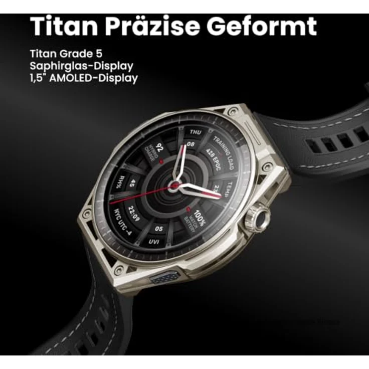 Amazfit Balance Ultra, Smartwatch aus Titan Grade 5 mit Saphirglas, 1.5" AMOLED Display, 30 Tage Akkulaufzeit, 180+ Trainingsmodi, 10 ATM wasserdicht – Bild 2