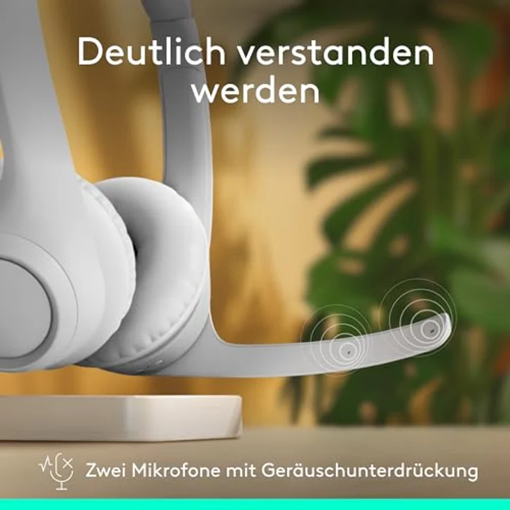Logitech Zone 300 Wireless Bluetooth Headset mit Mikrofon inkl. Geräuschunterdrückung - Grauweiß, kompatibel mit Windows, Mac, Chrome, Linux, iOS, iPadOS, Android – Bild 2