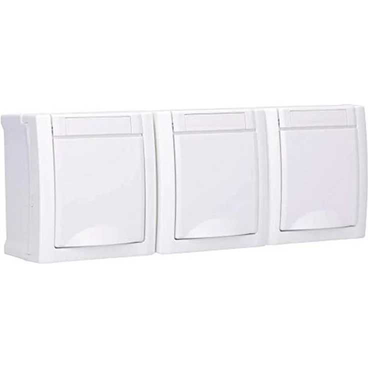 Viko Aufputz Feuchtraum Steckdose 3-fach IP54 Modell Pacific, hammerschlagfest, weiß – Bild 4