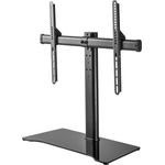 Deltaco ARM-1401 TV-Halterung (55 Zoll) (Tisch, 55", 40 kg), TV Wandhalterung, Schwarz, mit 3 Höheneinstellungen und gehärtetem Glas