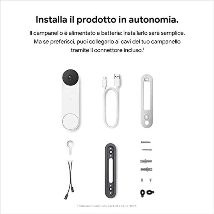 Google Nest Doorbell, Kabellose Video Türklingel mit Nachtsicht, IP54, Akku, Farbe Snow – Bild 4