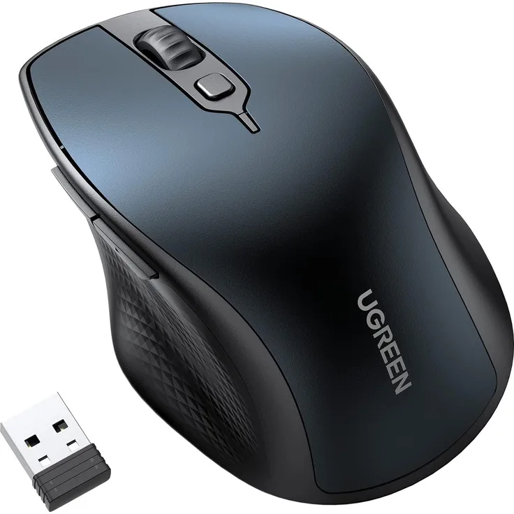 UGREEN MU101 ergonomische Bluetooth / 2,4 GHz Maus, Weiß kabellose Maus (DPI: 1000 / 1600 / 2000 / 4000, ergonomisch)