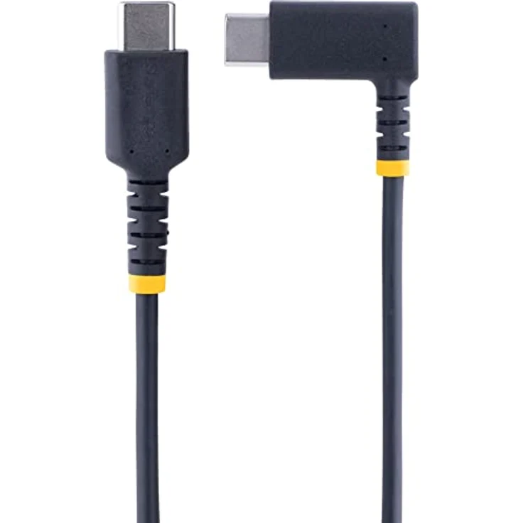 StarTech.com 2 m USB-C Ladekabel Mit Winkelstecker und 60W PD 3A - Robustes Schnellladekabel Mit Aramidfaser - USB-C Auf USB-C Kabel - USB 2.0 Typ-C Kabel Für Handy, Tablet (R2CCR-2M-USB-CABLE) – Bild 2