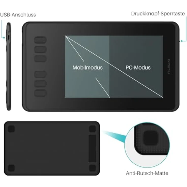 HUION Inspiroy H640P Grafiktablett, 6 programmierbare Tasten, batterieloser Stift, 8192 Druckstufen – Bild 5