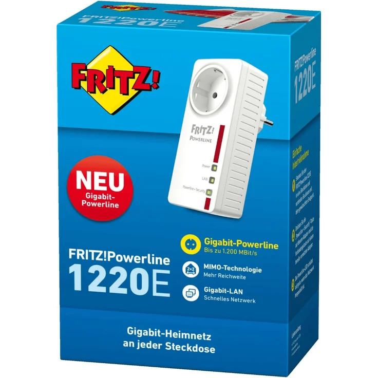 AVM FRITZ!Powerline 1220 / 1220E Einzeladapter (1.200 MBit-s, 2 x Gigabit-LAN, ideal für NAS-Anwendungen und HD-Streaming) – Bild 5