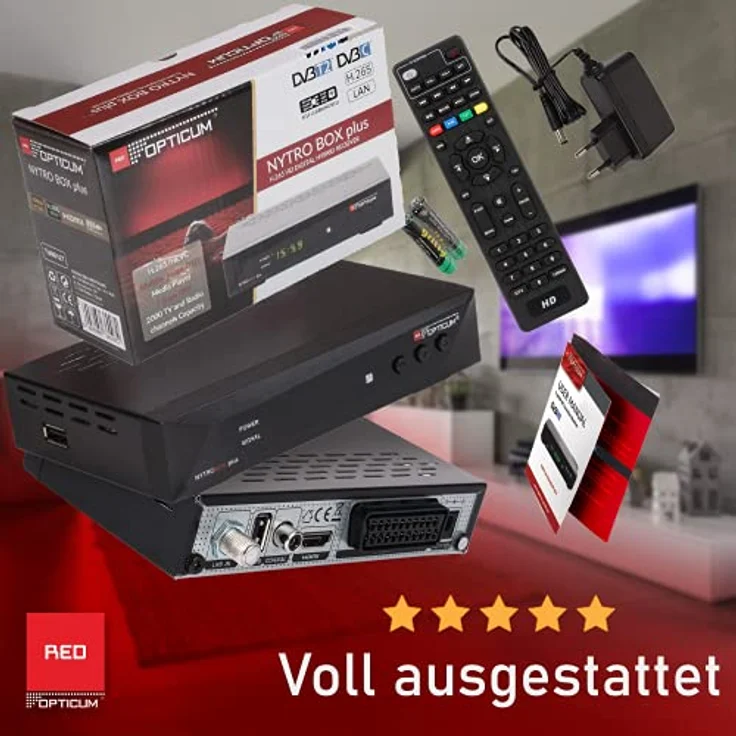 RED OPTICUM 23025 Nytro Box Plus Hybrid-Receiver HD-TV I DVB-C & DVB-T2 Receiver mit Aufnahmefunktion PVR - HDMI - USB - SCART - Coaxial Audio - Ethernet - LED Display I Digitaler Kabelreceiver – Bild 2