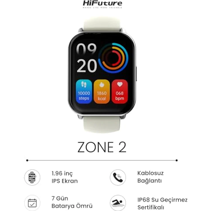 HiFuture SmartWatch FutureFit Zone 2 (gray), Sportuhr + Smartwatch mit 1,96-Zoll-IPS-Bildschirm und IP68 Wasserdichtigkeit – Bild 3