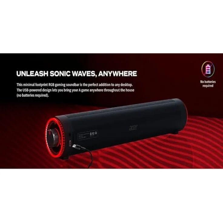 Acer Nitro Gaming Soundbar (GP.SPK11.00A), 10 W, 2.0 Kanal, RGB-Beleuchtung, Schwarz – Bild 6