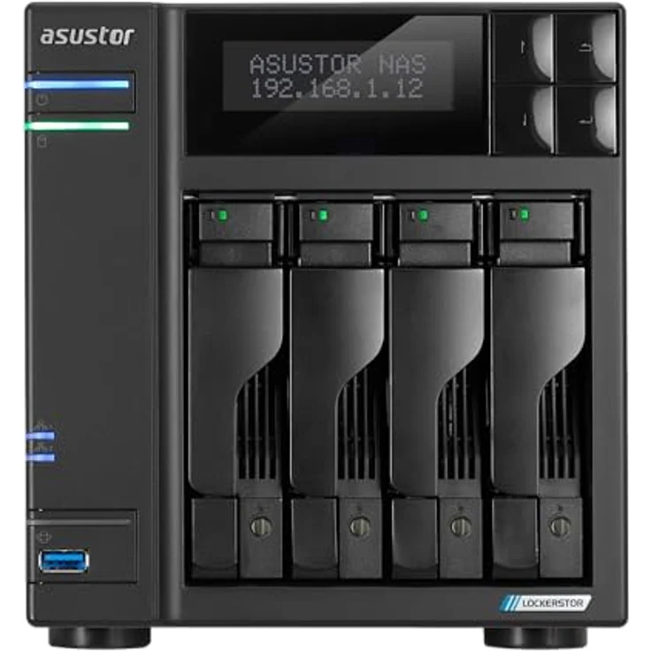 Asustor Lockerstor 4 Gen2+ AS6704T v2, 4-Bay NAS Storage mit Intel Quad-Core 2.0GHz CPU, Dual 5GbE Ports, 4GB RAM DDR4 und 4 M.2 SSD Slots (Ohne Festplatten) – Bild 2