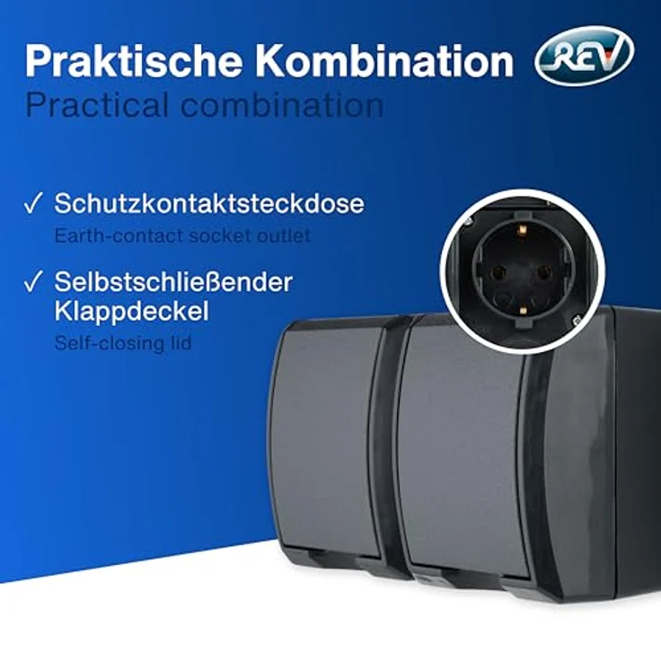 REV 0007091900 Aufputz-Steckdose IP44 Schwarz – Bild 4