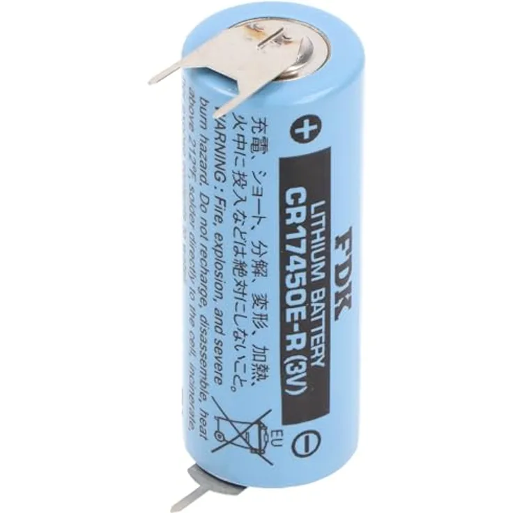 FDK Sanyo Lithium Batterie CR17450E-R, 3V, 2400mAh, Hochstrom Rundzelle mit Printkontakten, 3er Pack
