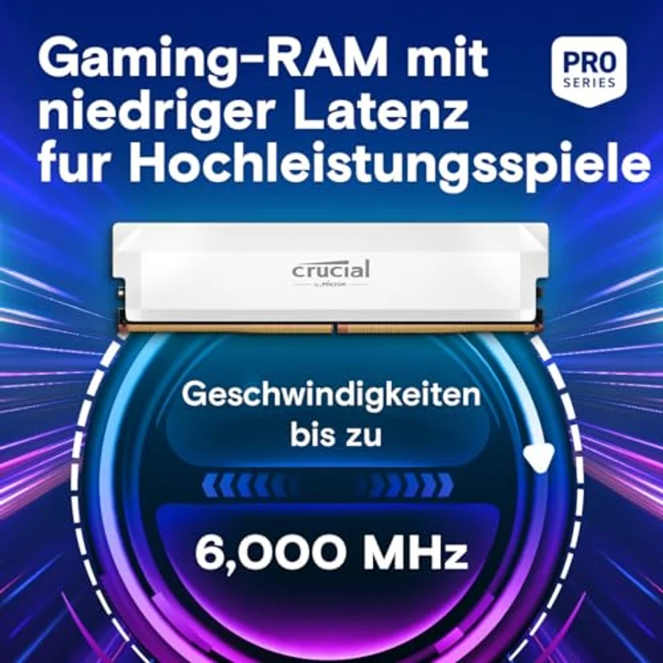 Crucial Pro DDR5 RAM 64GB Kit (2x32GB) 6000MHz CL40 Overclocking Gaming, Intel XMP 3.0 / AMD Expo PC Arbeitsspeicher 64GB DDR5 Weiß – Bild 2