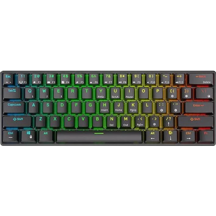 Royal Kludge RK61, Mechanische Tastatur mit Kailh Red Switches, Kabelgebunden und Kabellos, Schwarz