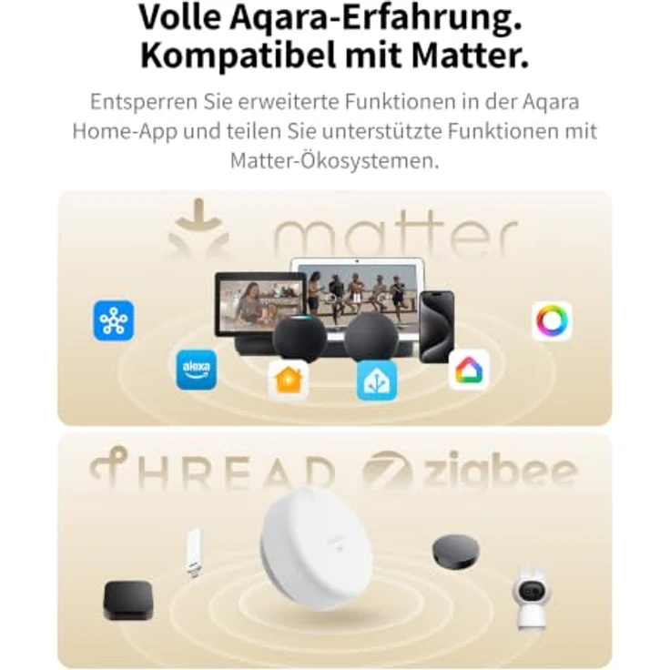 Aqara Presence Sensor FP400, Mehrzonen-Raumautomatisierung mit Thread & Zigbee, KI-gestützte Empfindlichkeit, 120° Abdeckung – Bild 2
