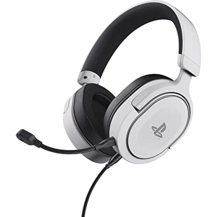 Trust Gaming Headset GXT 498W Forta Offiziell Lizenziert für Playstation 5, PS4 / PS5 Headset, 1,2 m Kabel, 50mm-Treiber, Abnehmbares Mikrofon, Verstellbare Over-Ear Kopfhörer, Weiß