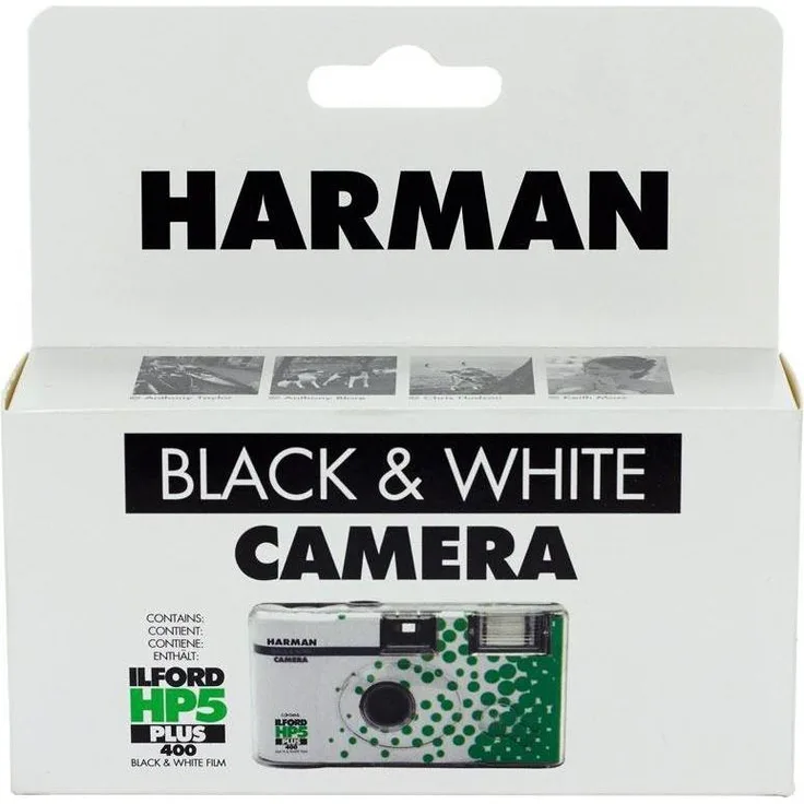 Ilford HARMAN HP5 PLUS Einwegkamera, Schwarzweiss mit 27 Aufnahmen und integriertem Blitz, Schwarz