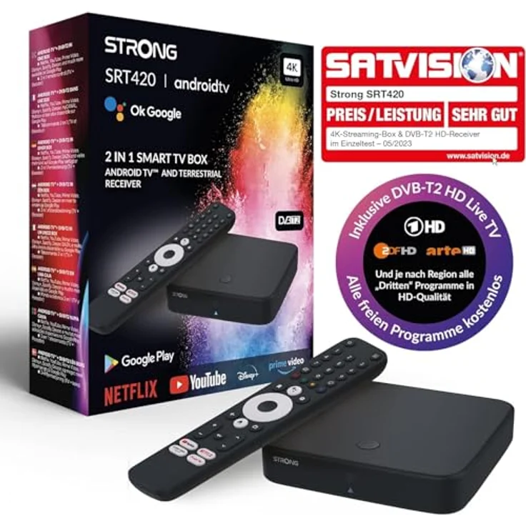 STRONG SRT 423 - 3 IN 1 SMART TV BOX mit T2/ C Tuner Smart Box (DVB-T2 HD, DVB-C, DVB-C2, Schwarz) – Bild 5