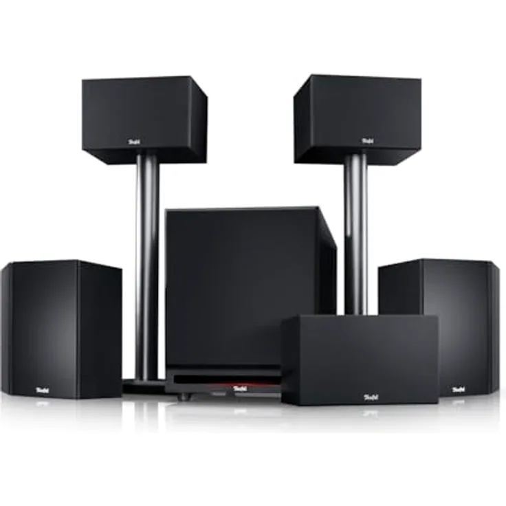 Teufel System 6-5.1 Heimkino Set mit Mächtiger Subwoofer, High-End-Klasse Lautsprecher für Filmton und Musik, 3-Wege-Dipole, Kinoatmosphäre - schwarz