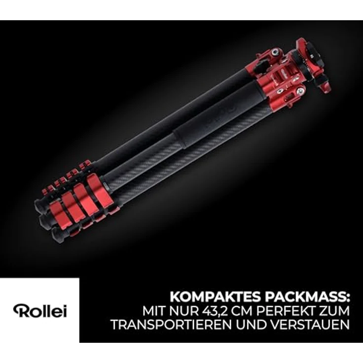 Rollei Easy Traveler Carbonstativ - 5 kg Tragkraft, 160 cm Höhe, Ultraleicht, Kompakt, Mühelose Feststellfunktion – Bild 5