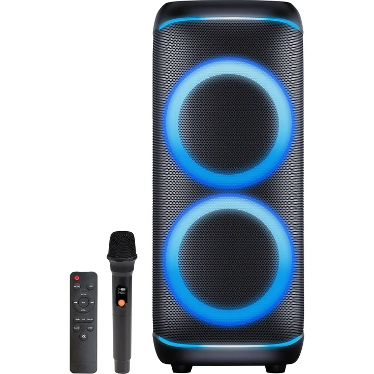 Denver BPS-470, Bluetooth Party Speaker mit 2 x 10" Woofers, 2000 W, spritzwassergeschützt, schwarz, neu