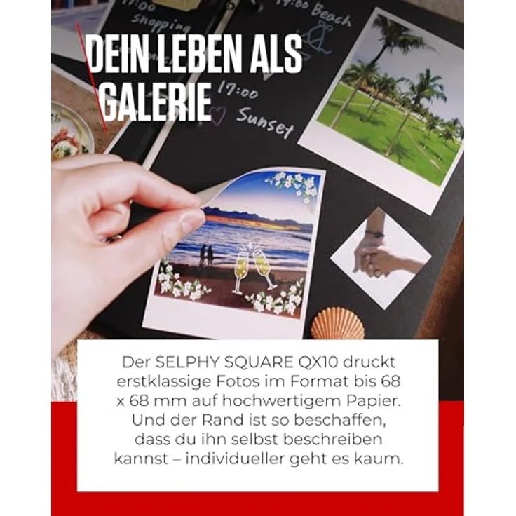 Canon SELPHY SQUARE QX10 Mini-Fotodrucker - mit quadratischem Druck (eingebauter Akku, WLAN, 287 dpi x 287 dpi, USB Kabel, Thermosublimationsdruck) schwarz – Bild 5