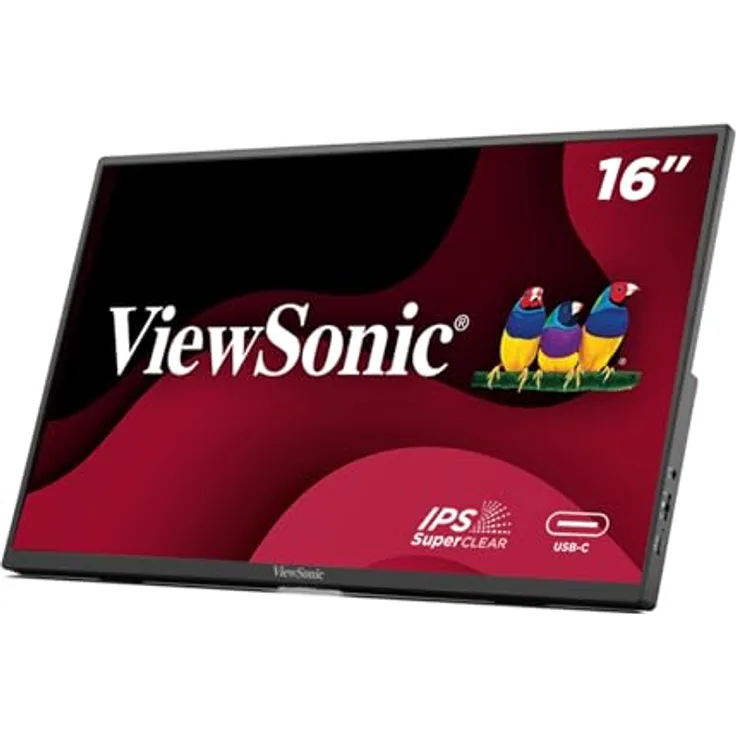 ViewSonic VA1650, 16 Zoll USB-C tragbarer Monitor mit leichtem Design und Schutzhülle