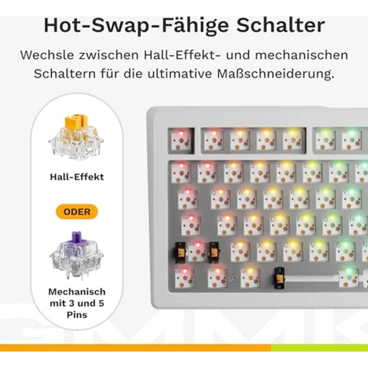 Glorious Gaming GMMK 3 HE: Rapid Trigger, 8k-Abrufrate, HE-Schalter, 75% Hot-Swap-Tastatur, modulares Dichtungssystem, Doubleshot-PBT-Tastenkappen, Deutsche QWERTZ - Weiß – Bild 5