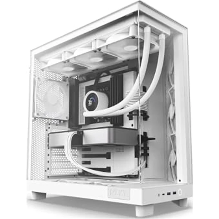 NZXT H6 Flow (ATX), PC Gehäuse, Weiss, innovatives Design mit Doppelkammer und Panoramaglas – Bild 1