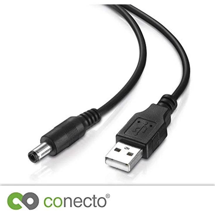 conecto CC20035 Niedervolt Ladekabel (USB-A Stecker auf DC-Hohlstecker 5,5x2,1mm), 0,60m, schwarz – Bild 5