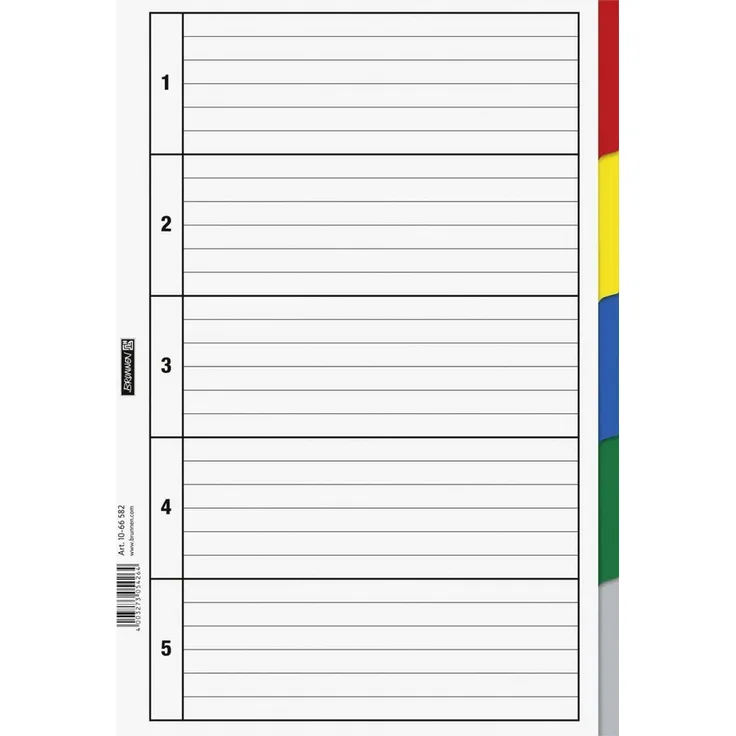 Brunnen Verlag Aktenordner, Ringbuchregister, 5-teilig in 5 Farben, Kunststoff, blanko