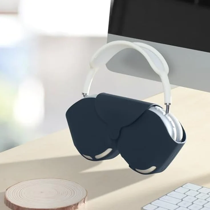 kwmobile Apple AirPods Max Case - Kopfhörer Tasche Etui aus Silikon - Schutzcover in Dunkler Schiefer – Bild 3