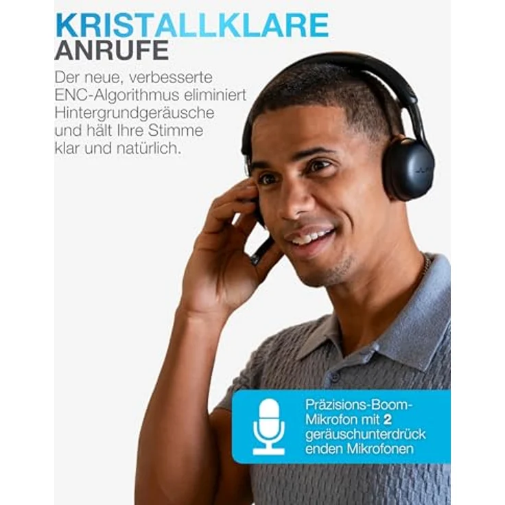 JLab Go Work 3, Bluetooth Headset mit Mikrofon, 70+ h Akku, On-Ear, verbesserte Geräuschunterdrückung – Bild 3