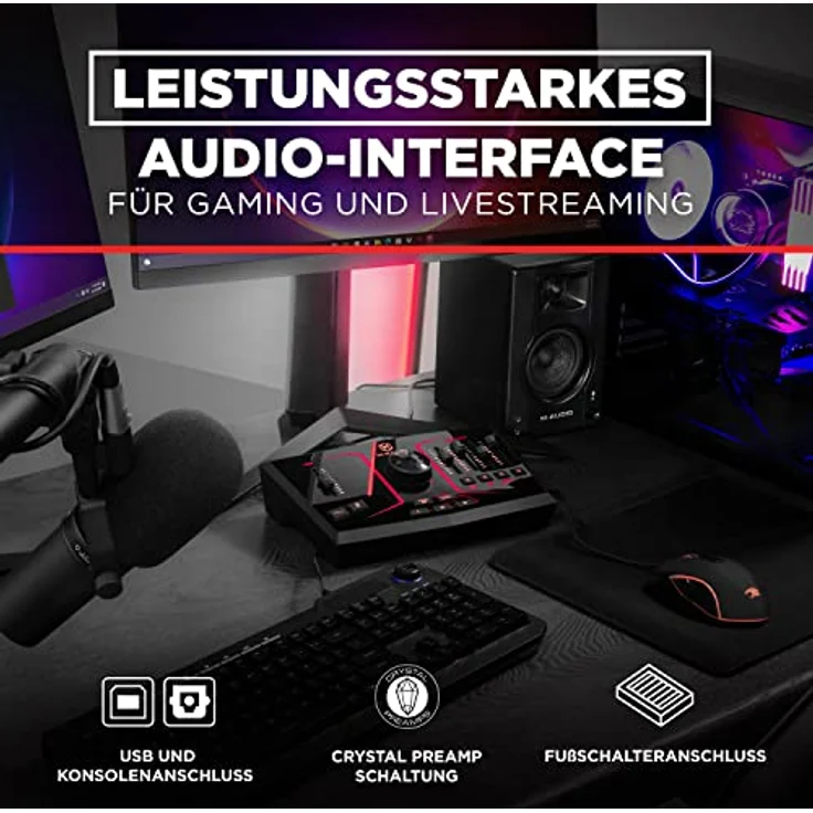 M-GAME Solo USB Audio Interface Mixer für Streaming & Gaming mit XLR-Mikrofoneingang, optischem Eingang, Stimmeffekten, Sampler & dedizierter Software, Solo - Schwarz – Bild 4