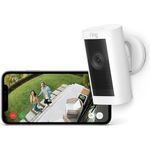 Ring Stick Up Cam Pro | Überwachungskamera aussen mit 1080p-HDR-Video, WLAN, 3D-Bewegungserfassung | Alexa-kompatible Sicherheitskamera (Akku-Variante), weiss