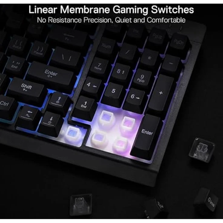 Redragon K515 Shiva RGB Membrane Gaming Tastatur, 98 Tasten mit linearer Schalter-Technologie, RGB-Hintergrundbeleuchtung, 4 Makrotasten, abnehmbare Handballenauflage, US Layout – Bild 4