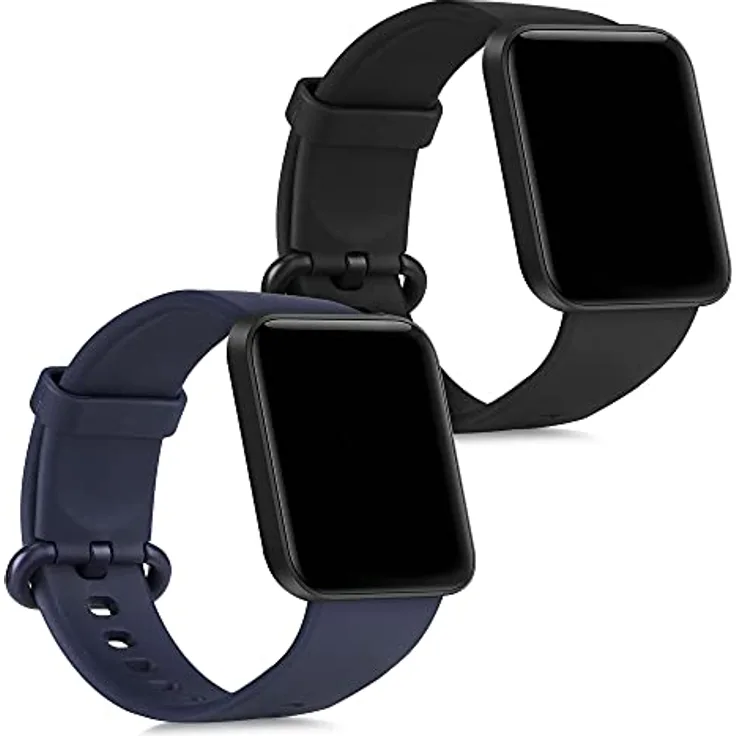 kwmobile 2X Sportarmband Set für Xiaomi Mi Watch Lite/Redmi Watch, TPU Silikon, verstellbar 14-22 cm, verschiedene Farben